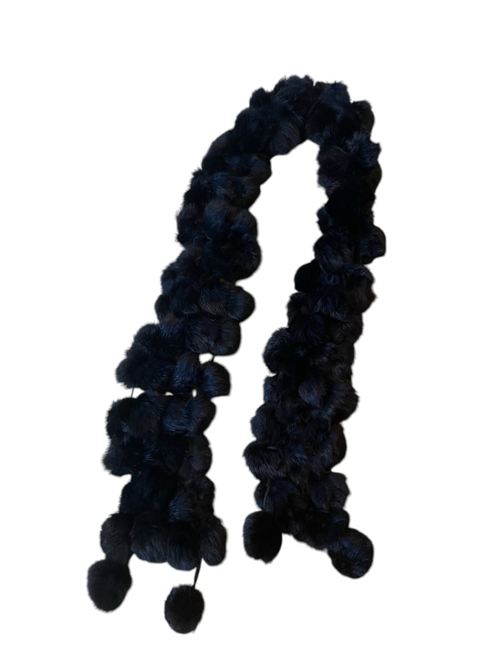 C36- Plush Pom Pom Fur Scarf - Black